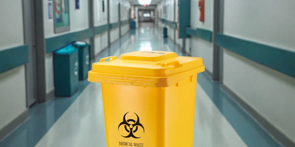 Large plastic medical waste bin
