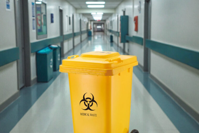 120L & 240L Medical Waste Bin with Wheels and Foot Pedal Durable Plastic Design (1) Large plastic medical waste bin