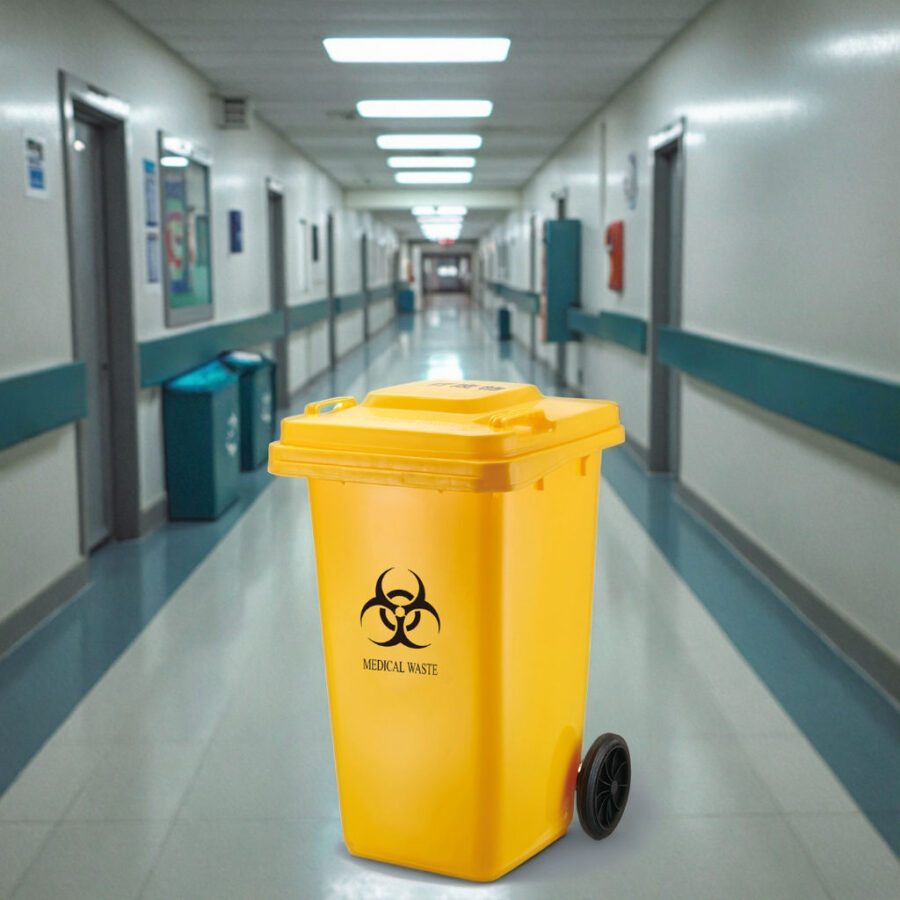 Large plastic medical waste bin