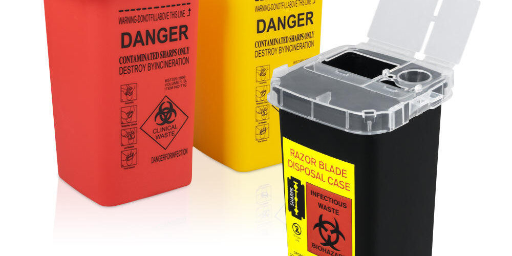 Large plastic medical waste bin