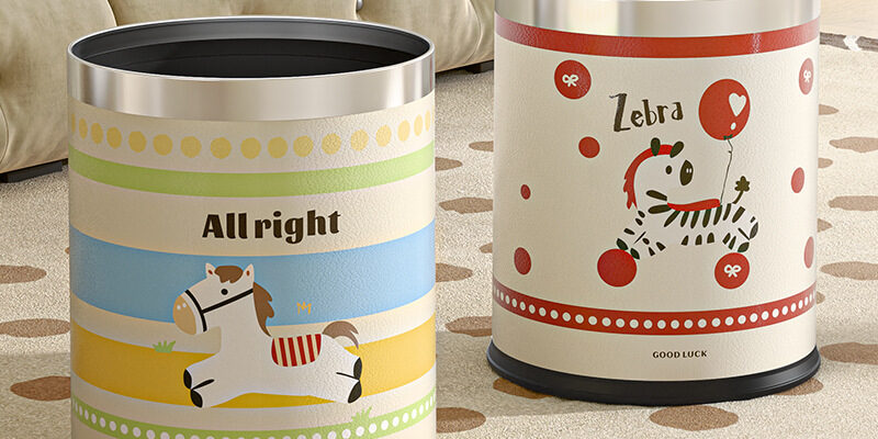 Cute cartoon leather trash bin