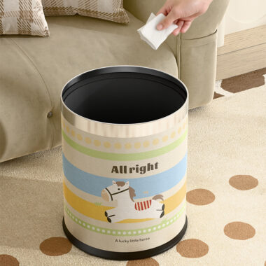 Cute cartoon leather trash bin