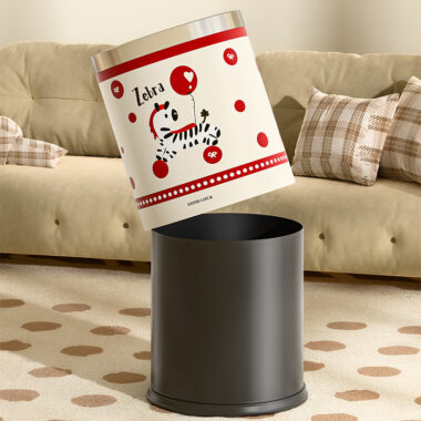 Cute cartoon leather trash bin