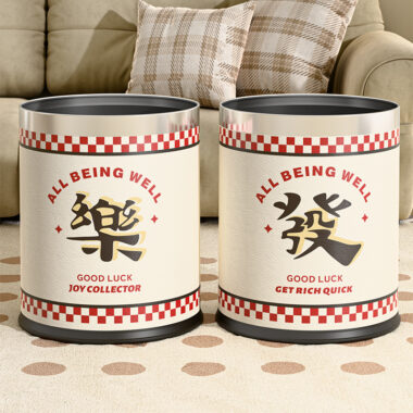 Cute cartoon leather trash bin
