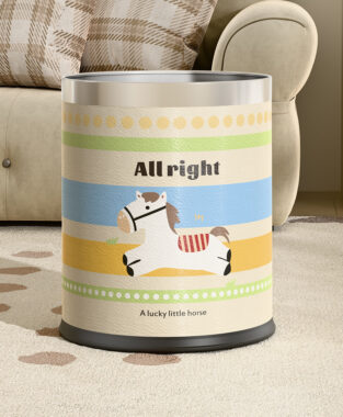 Cute cartoon leather trash bin
