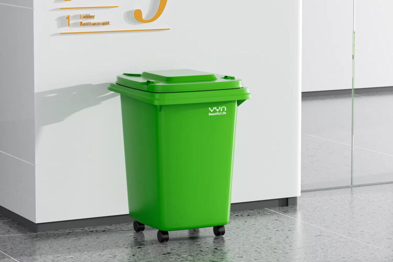 30L Outdoor Plastic Wheelie Bin – Flat-Lid Hand Open Trash Can with 4 Wheels (4) 30L outdoor plastic wheelie bin