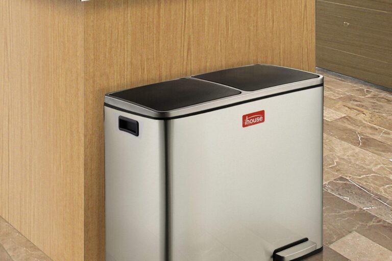 60L Stainless Steel Step Pedal Bin with 2 Compartments – High Quality Kitchen Trash Can (1) 60L Stainless Steel Step Pedal Bin