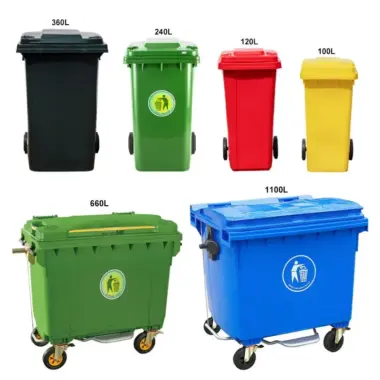 HDPE rectangle waste bin with wheels