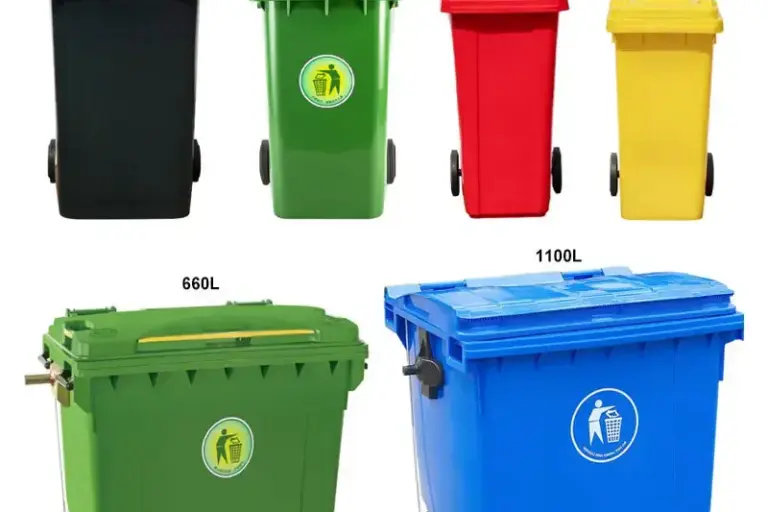 HDPE rectangle waste bin with wheels