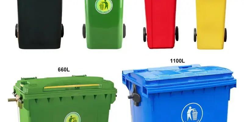 HDPE rectangle waste bin with wheels