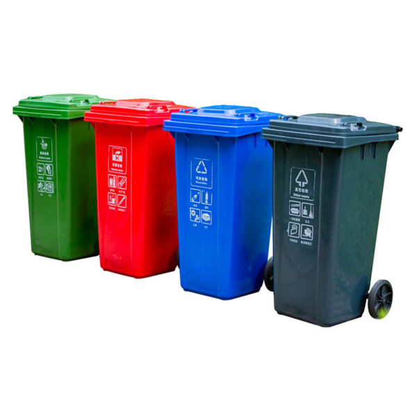 HDPE rectangle waste bin with wheels