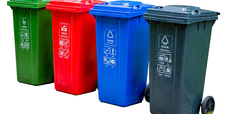 HDPE rectangle waste bin with wheels