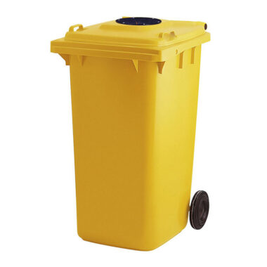 240L HDPE waste bin with rubber