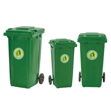 240L HDPE waste bin with rubber