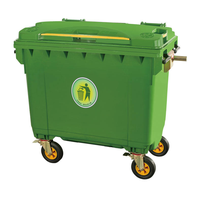 240L HDPE waste bin with rubber