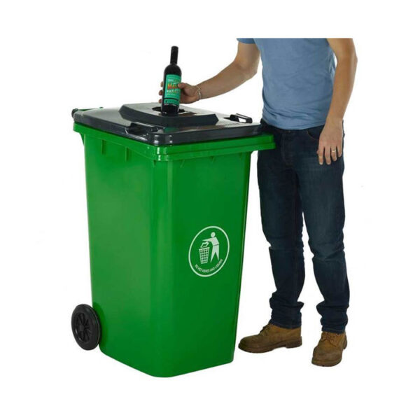 240L HDPE waste bin with rubber