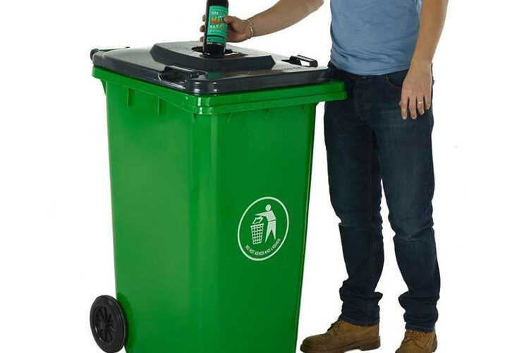 High Quality 240L HDPE Waste Bin with Rubber Hole & Lock for GlassBottles (7) 240L HDPE waste bin with rubber