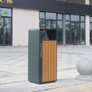 Wooden Outdoor Waste Bin with Ashtray
