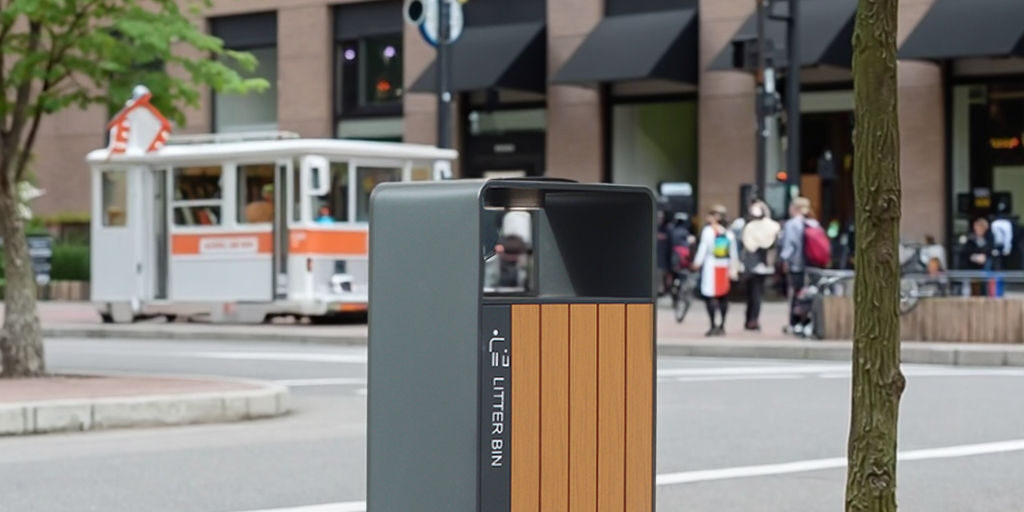 Wooden Outdoor Waste Bin with Ashtray