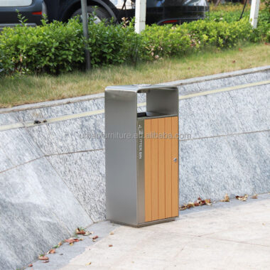 Wooden Outdoor Waste Bin with Ashtray