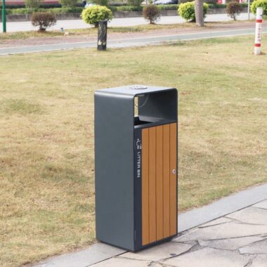 Wooden Outdoor Waste Bin with Ashtray