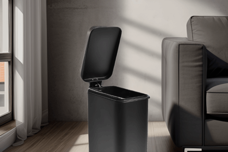 Nordic Style 5L Stainless Steel Foot Pedal Trash Can – Black Iron Rolling Cover Bin (1) 5L Stainless Steel Foot Pedal Trash Can