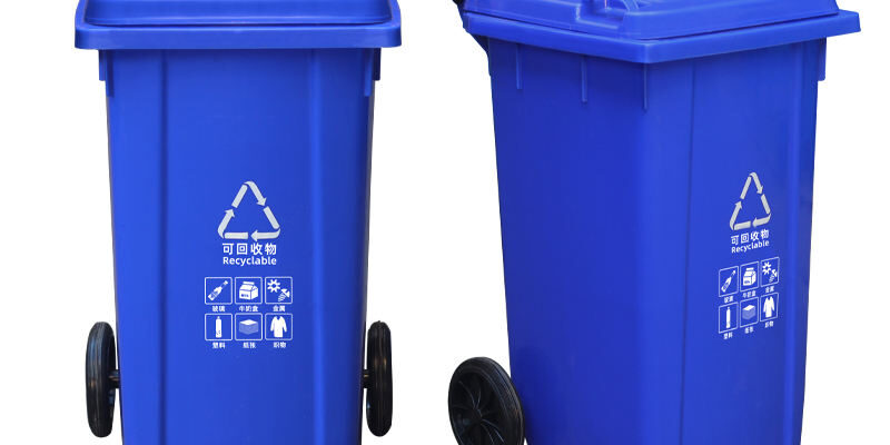Open top plastic wheelie bin in multiple sizes