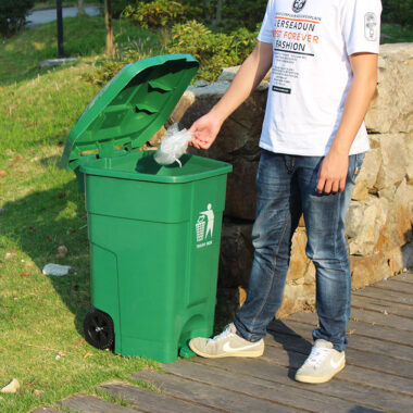 70L outdoor wheelie bin with foot 