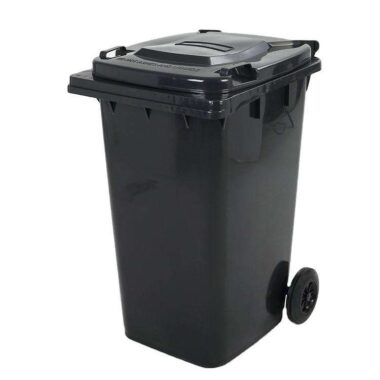 240L plastic wheelie bin with lid 