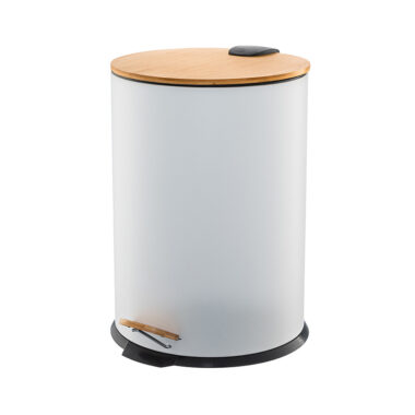 Stainless steel pedal bin with bamboo lid 