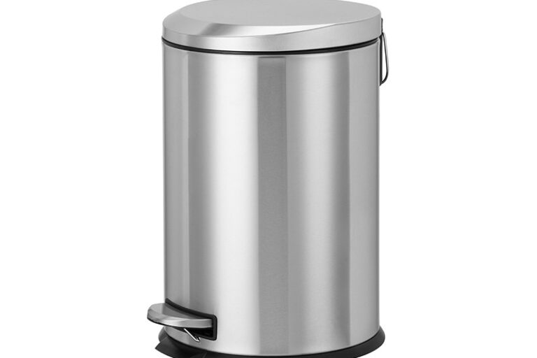 Stainless Steel Pedal Bin with Bamboo Lid – Large Capacity Quiet Soft-Close Trash Can (6) Stainless steel pedal bin with bamboo lid