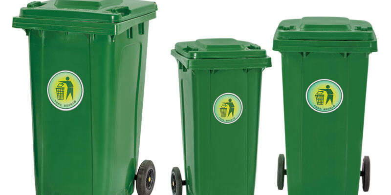 Large plastic wheelie bin with foot pedal