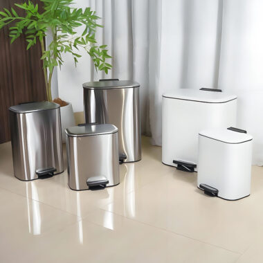 rectangular soft close pedal trash can