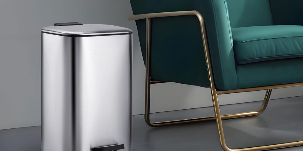 rectangular soft close pedal trash can