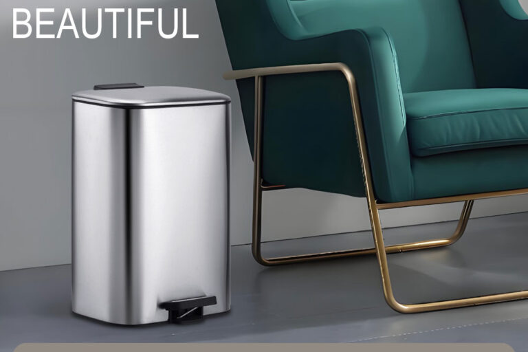 rectangular soft close pedal trash can