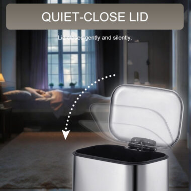 rectangular soft close pedal trash can