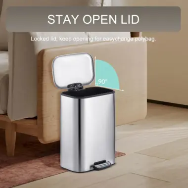 rectangular soft close pedal trash can