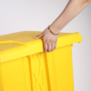 Plastic medical waste bin with foot