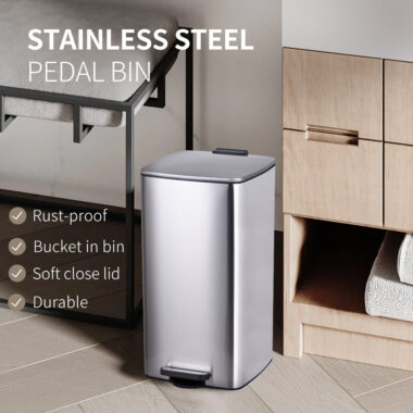 Stainless steel square pedal trash can