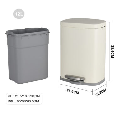 Stainless steel square pedal trash can